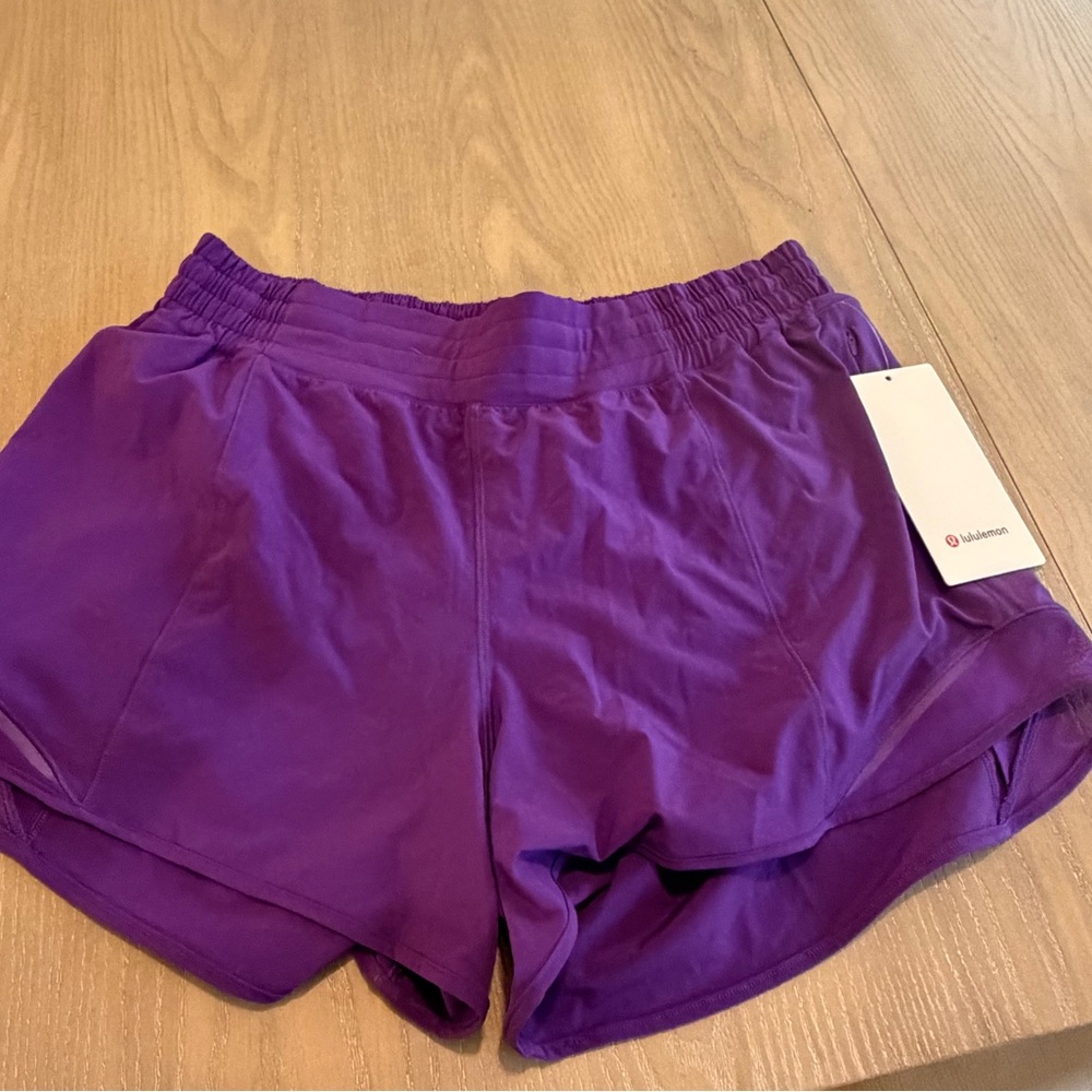 NWT Lululemon Hotty Hot 4” Purple Shorts (size 14)